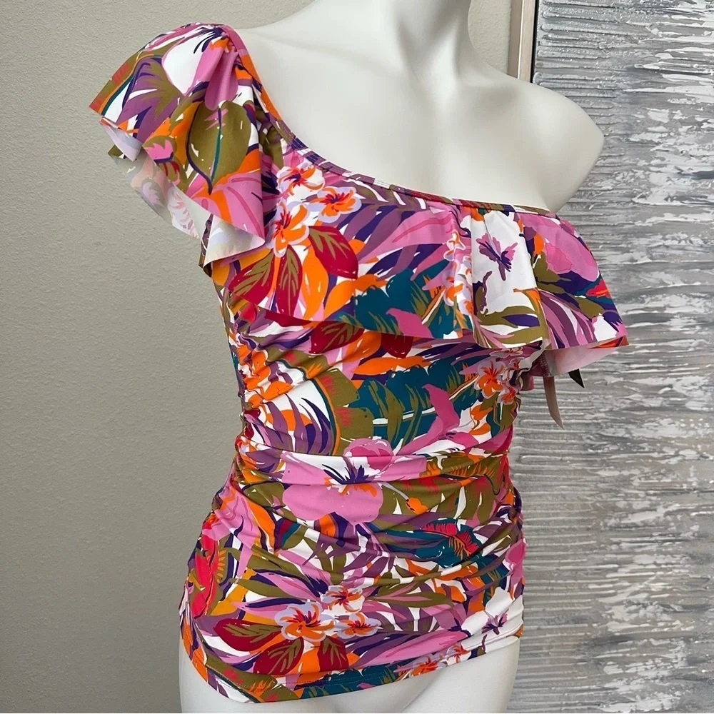 Profile by Gottex Women's One Shoulder Tropikaia Tankini Size 8